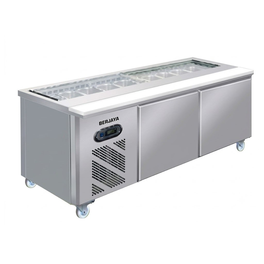 Bàn mát salad 2 cánh Berjaya BS2D-SSCF6-Z, ảnh sản phẩm nền trắng