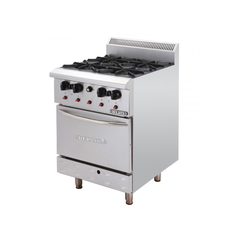 Bếp âu 4 họng đốt có lò nướng thương hiệu Berjaya DRO4-17, ảnh sản phẩm nền trắng