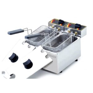 Bếp chiên nhúng đôi Berjaya dùng điện 2 nguồn DDF11D6, ảnh sản phẩm nền trắng