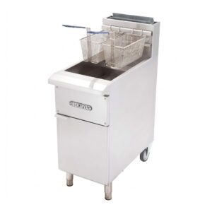 Bếp chiên nhúng đôi dùng gas có chân đứng Berjaya GDFE2BFS-17, ảnh sản phẩm nền trắng