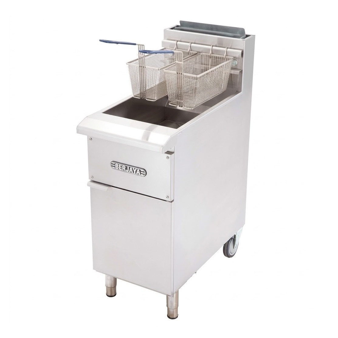 Bếp chiên nhúng đôi dùng gas có chân đứng Berjaya GDFE2BFS-17, ảnh sản phẩm nền trắng