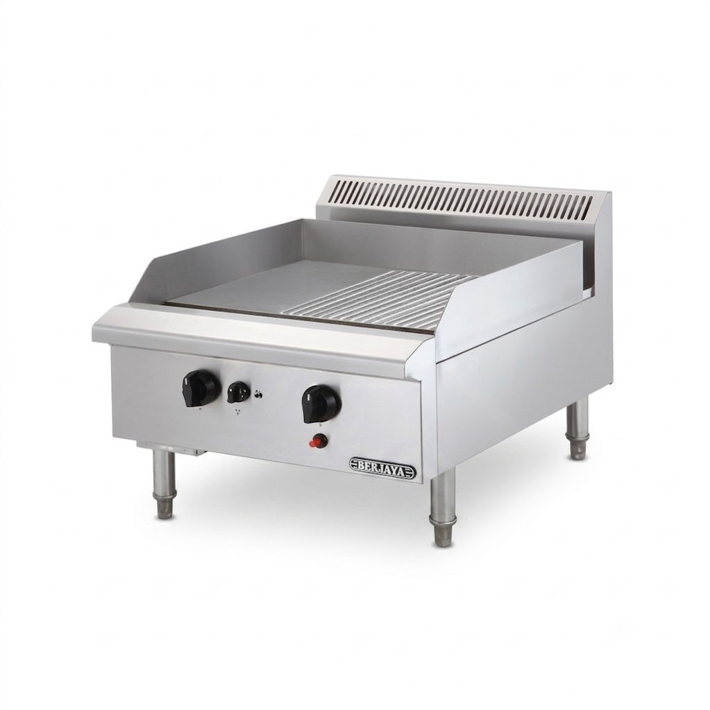 Bếp chiên nửa phẳng nửa nhám dùng gas Berjaya GG2BHR-17, ảnh sản phẩm nền trắng