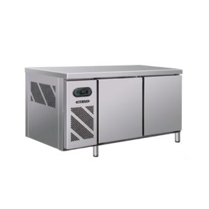 Bàn đông 2 cánh Berjaya Inverter BS2DF5-IV-Z – ảnh sản phẩm nền trắng, mặt bàn inox phẳng, hai cánh, máy nén bên trái