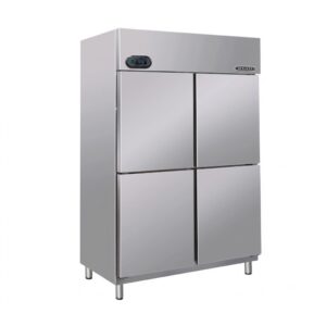 Tủ đông 4 cánh Berjaya BS4DUF-IV-Z – ảnh sản phẩm nền trắng, tủ bốn cánh hai hàng, màn hình nhiệt độ phía trên