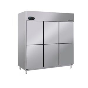 Tủ đông 6 cánh Berjaya Inverter BS6DUF-IV-Z – ảnh sản phẩm nền trắng, tủ sáu cánh hai hàng, màn hình nhiệt độ phía trên