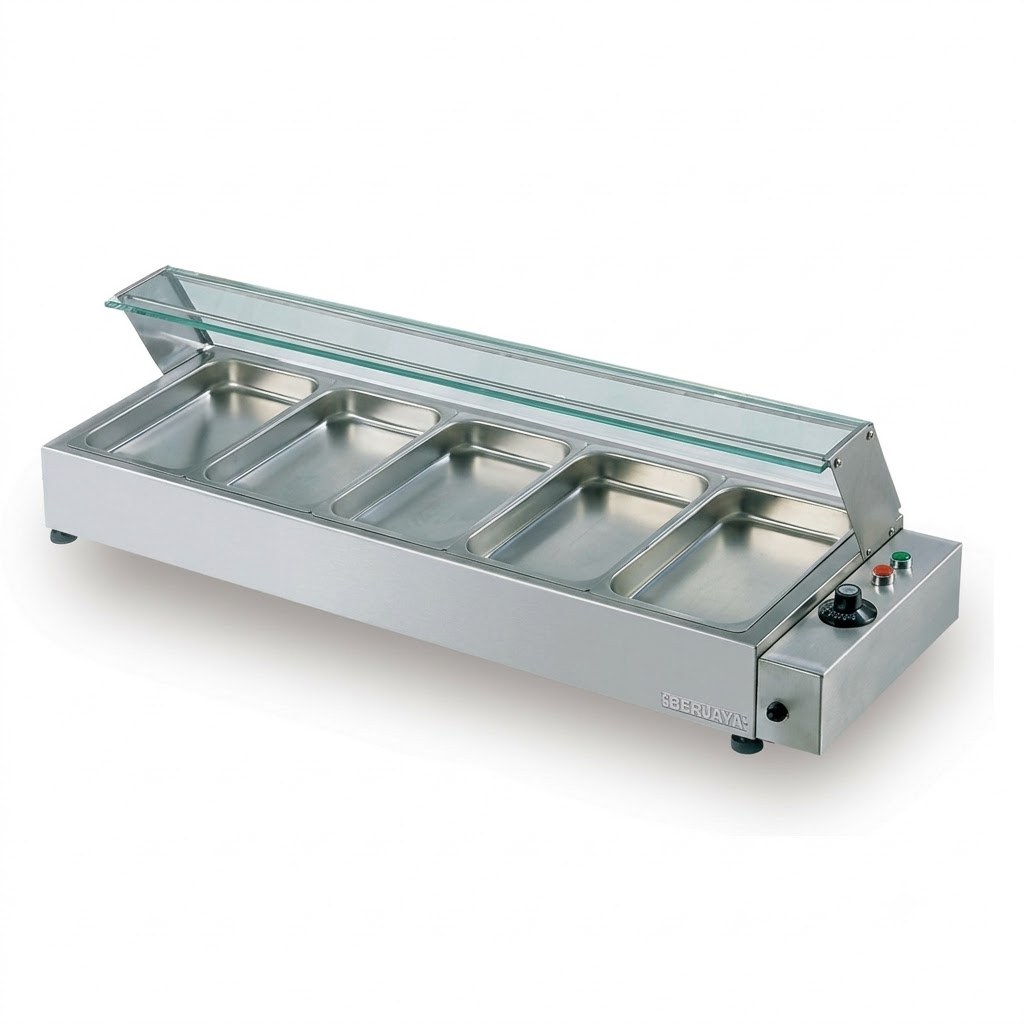 Thiết bị hâm nóng thức ăn 5 khay Berjaya BMC 5wc, ảnh sản phẩm nền trắng