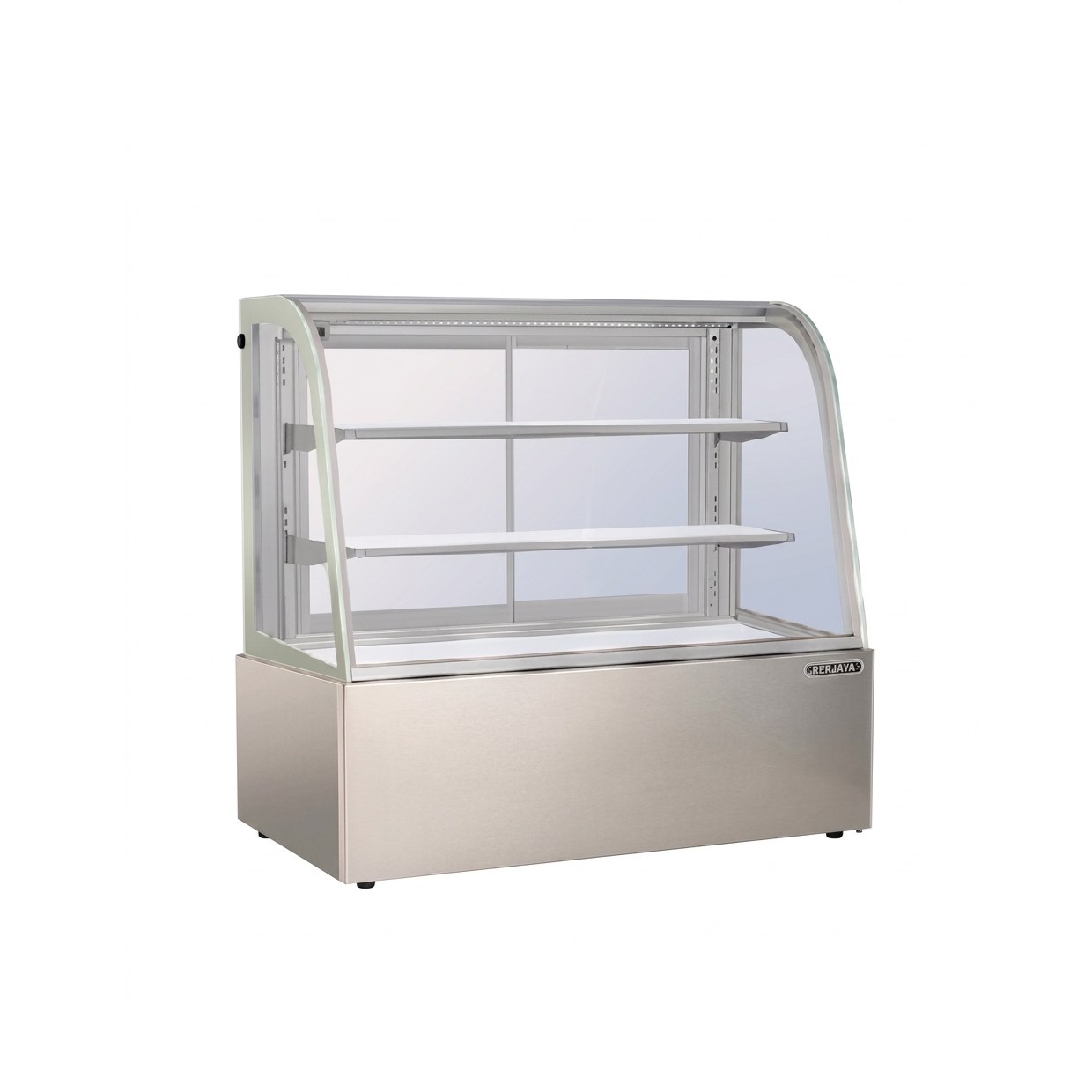 Tủ trưng bày bánh nóng 2 tầng đế inox kính cong Berjaya HDW-18SS-2, ảnh sản phẩm nền trắng